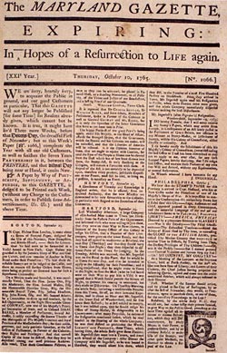 The newspaper in 1765